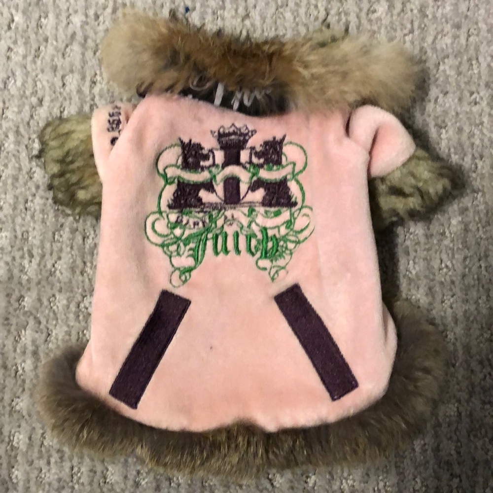 Juicy Couture Velour Fur Lined Dog Jacket Size Small